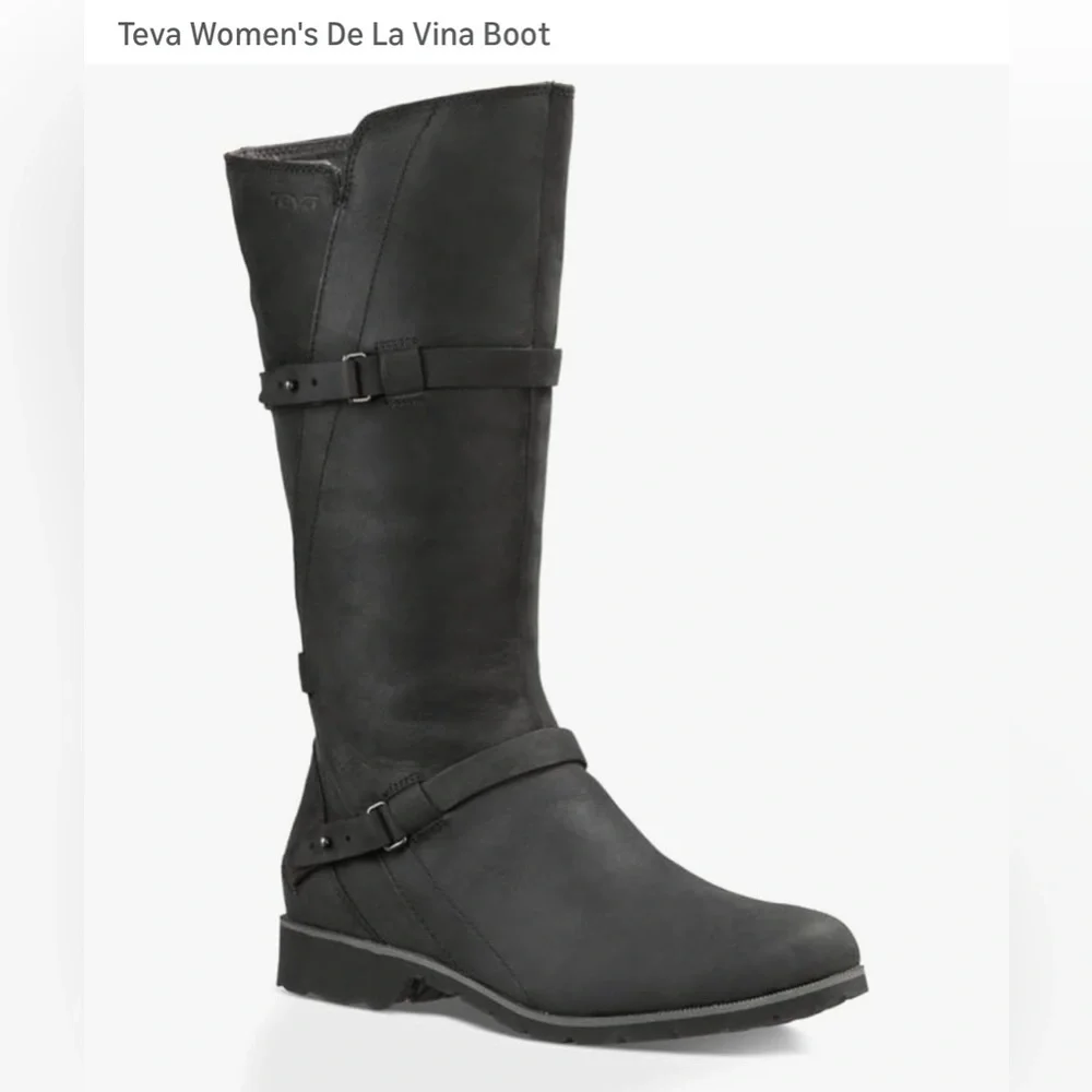 Teva women’s Size US 8.5 / EU 39.5 waterproof black leather boots. Style 1003011
